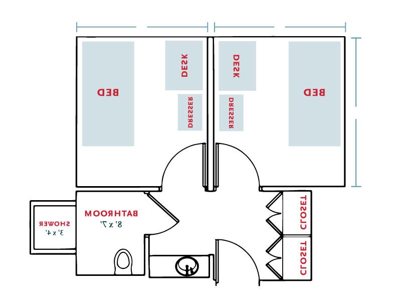 Oaks Double Dorm Floor Plan